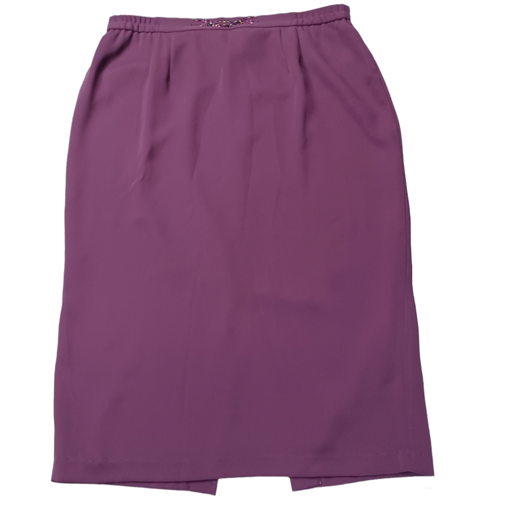Vtg Ferre Gianni High Waist Skirt Women Size 20 Purple Beaded Jeweled Midi Skirt